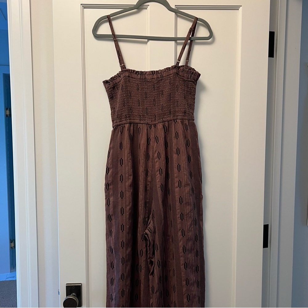 By Anthropologie Balloon-Leg Jumpsuit - Brown Pattern. Tore Out Itchy Tag😀 - Picture 3 of 9
